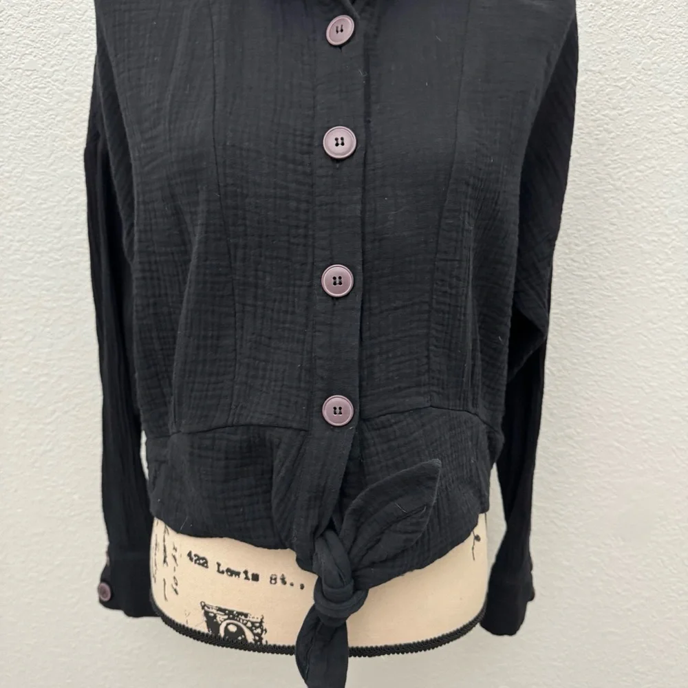 Free People Sunstreaks Tie Front Top Blouse Size Small - Picture 4 of 13
